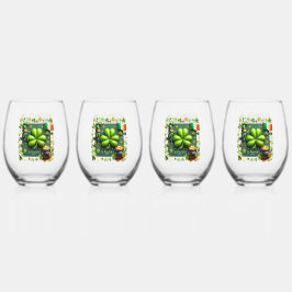聖パトリックの日シャムロック ステムなしワイングラス