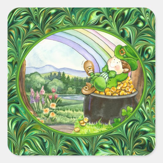 聖パトリックの日ステッカー スクエアシール (正面)