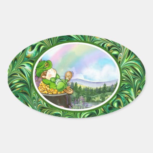 聖パトリックの日ステッカー 楕円形シール (正面)