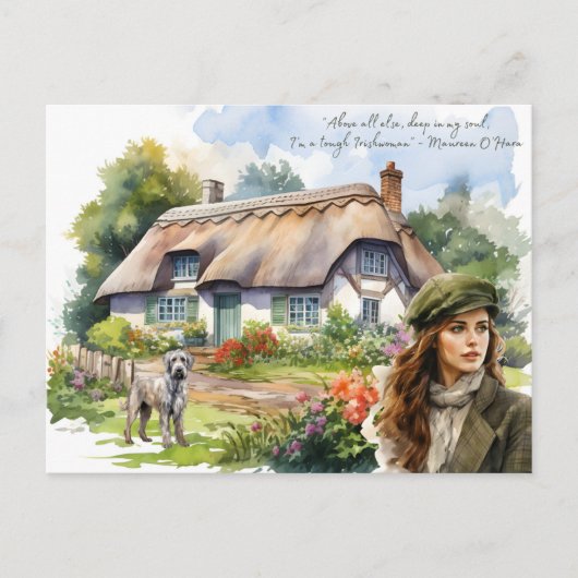 聖パトリックの日タフアイリッシュウーマン引用文 シーズンポストカード (正面)