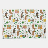 聖パトリックの日ダックスシュントのラッキードッグス キッチンタオル (横)
