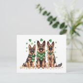 聖パトリックの日ドイツ羊飼い犬 シーズンポストカード (スタンド正面)