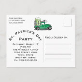 聖パトリックの日パーティーヴィンテージトラック日付を保存 案内ポストカード (裏面)