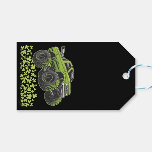 聖パトリックの日モンスタートラックラッキーシャムロック ギフトタグ (正面(横))