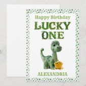 聖パトリックの日ラッキーワン恐竜カード (正面/裏面)