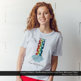 聖パトリックの日レインボー4リーフクローバーミニマリスト Tシャツ