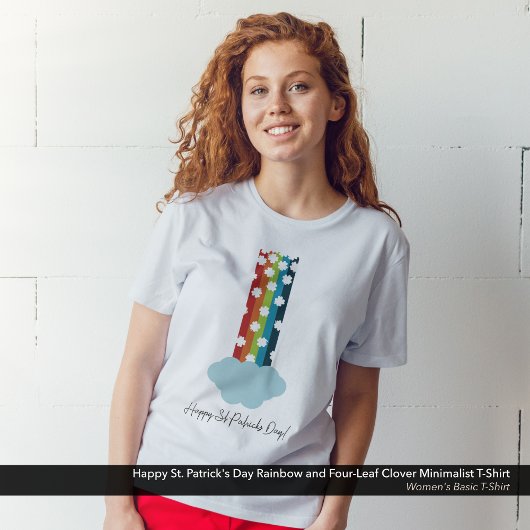 聖パトリックの日レインボー4リーフクローバーミニマリスト Tシャツ