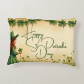 聖パトリックの日娘とシャムロック アクセントクッション (裏面)