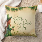 聖パトリックの日娘とシャムロック クッション (ブランケット)