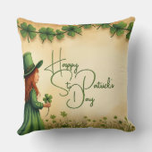 聖パトリックの日娘とシャムロック クッション (裏面)