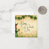 聖パトリックの日娘とシャムロック ノートカード (正面/裏面インサイチュ)