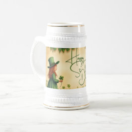 聖パトリックの日娘とシャムロック ビールジョッキ