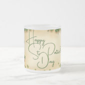 聖パトリックの日娘とシャムロック フロストグラスマグカップ (中央)