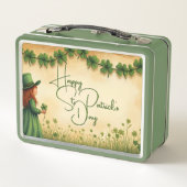 聖パトリックの日娘とシャムロック メタルランチボックス (裏面)