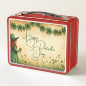 聖パトリックの日娘とシャムロック メタルランチボックス (裏面)