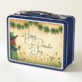 聖パトリックの日娘とシャムロック メタルランチボックス (裏面)