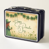 聖パトリックの日娘とシャムロック メタルランチボックス (裏面)