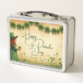 聖パトリックの日娘とシャムロック メタルランチボックス (裏面)