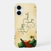 聖パトリックの日娘とシャムロック iPhone 16ケース (裏面)