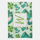 聖パトリックの日帽子とクローバー キッチンタオル (縦)