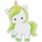 聖パトリックの日、かわいいユニコーン、魔法のユニコーン シール (正面)