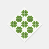 聖パトリックの日、アイルランドの緑のキラキラ輝くクローバー スタンダードカクテルナプキン (角)