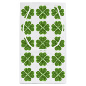 聖パトリックの日、アイルランドの緑のキラキラ輝くクローバー スモールペーパーバッグ (裏面)