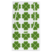聖パトリックの日、アイルランドの緑のキラキラ輝くクローバー スモールペーパーバッグ (正面)
