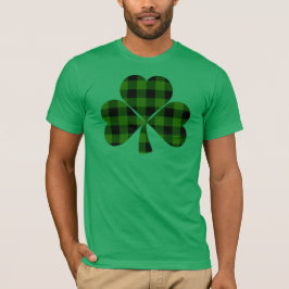 聖パトリックの日 アイルランドの緑のタータンチェックのシャムロック Tシャツ