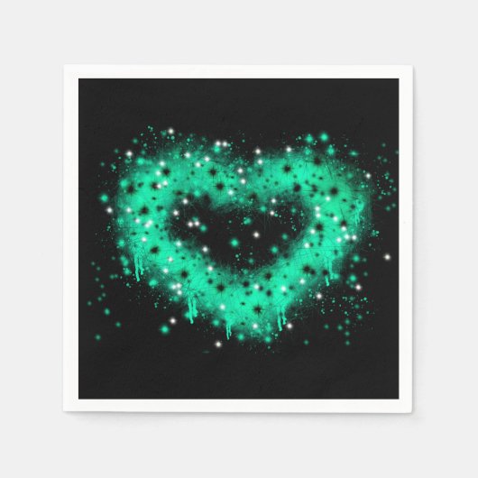 聖パトリックの日 |キラキラ絵を描輝くハートのスプレー スタンダードカクテルナプキン (正面)