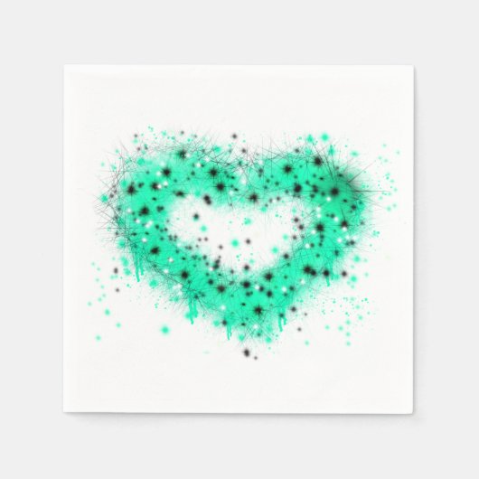 聖パトリックの日 |キラキラ絵を描輝くハートのスプレー スタンダードカクテルナプキン (正面)