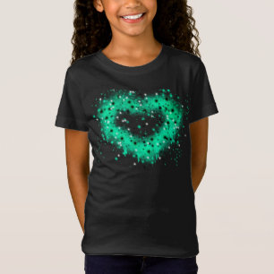 聖パトリックの日 キラキラ絵を描輝くハートのスプレー Tシャツ