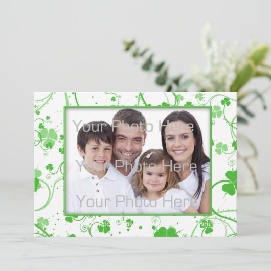 聖パトリックの日，シャムロックが写真を渦巻く カード (スタンド正面)
