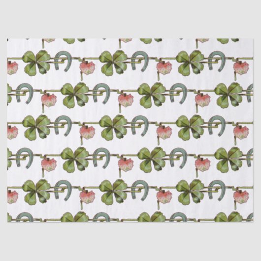 聖パトリックの日，シャムロックと馬蹄白 薄葉紙 (正面)