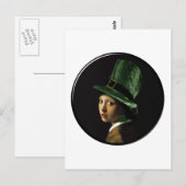 聖パトリックの日 – シャムロックイヤリングを持つ女の子 ポストカード (正面/裏面)