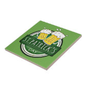 聖パトリックの日、ビアマグカップ、アイリッシュグリーン タイル (側面)