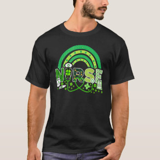 聖パトリックの日 ラッキーナース シャムロック 愛 ナース Tシャツ