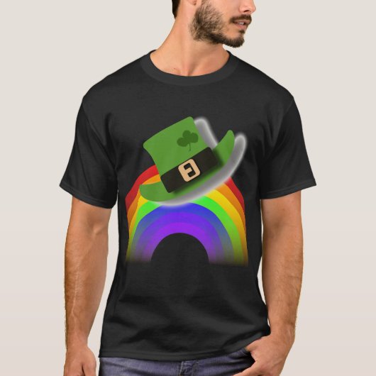聖パトリックの日 帽子と虹 Tシャツ (正面)