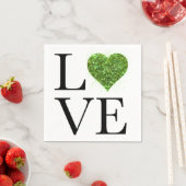 聖パトリックの日 |愛 |緑の輝くハート スタンダードカクテルナプキン (インサイチュ)