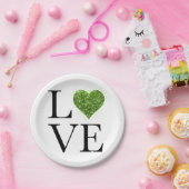 聖パトリックの日 |愛 |緑の輝くハート ペーパープレート (パーティー)