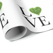 聖パトリックの日 |愛 |緑の輝くハート ラッピングペーパー (ロールコーナー)