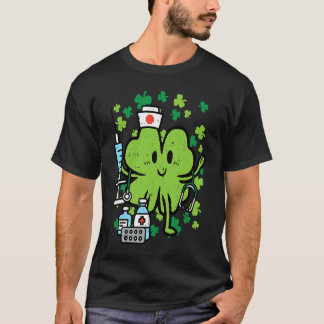 聖パトリックの日 看護師 シャムロック スクラブトップ セントパトリックスデー Tシャツ