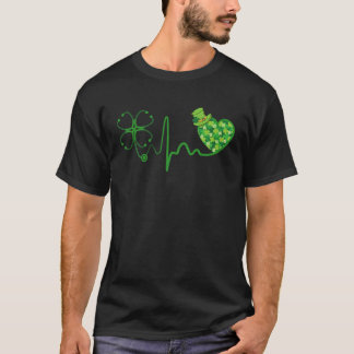 聖パトリックの日 看護師 ステethoscope 心拍数 C 看護 Tシャツ