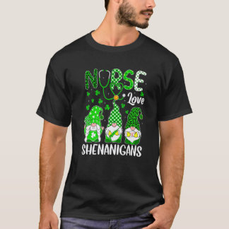 聖パトリックの日 看護師 愛 シェナニガンズ 面白いノーム Tシャツ