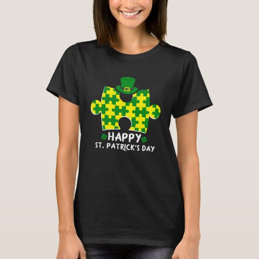 聖パトリックの日 自閉症 Tシャツ (正面)