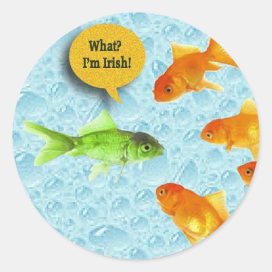 聖パトリックの日、金魚のユーモア ラウンドシール (正面)