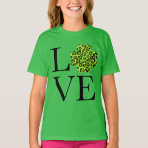 聖パトリックの日 Green cheetah shamrock Tシャツ