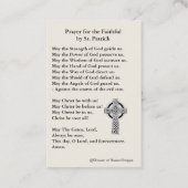 聖パトリックの聖なるカードと美しい祈りの言葉 名刺 (裏面)