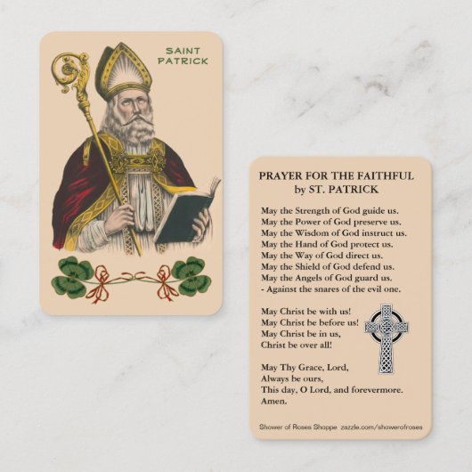 聖パトリックの聖カードカトリック祈りの言葉 名刺 (正面/裏面)