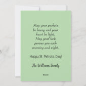 聖パトリックの衣装とシャムロックの可愛い子犬 シーズンカード (裏面)